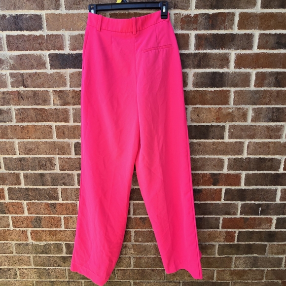 Zara Women's Bright Pink Wide-Leg Pants - Picture 2 of 8